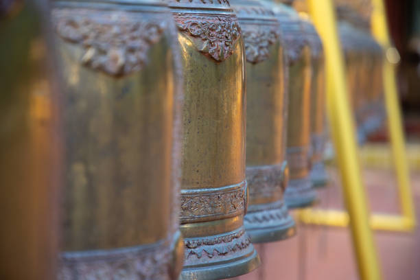 istock Bronze bells perspective view in a temple in Bangkok 1146263804
