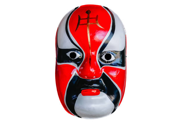 máscara do chinês tradicional no fundo branco - beijing opera mask china - fotografias e filmes do acervo