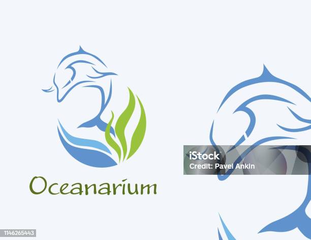 Oceanarium Dolphin Illustration In Blue Stock Illustration - Download Image Now - Icon Symbol, Orca, Algae