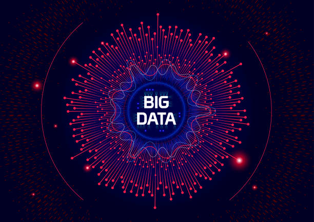 Futuristic Big Data Technology. Concept Art and Visualization of "Big Data" the most influence trend in Digital Era. Concept Inspiration from Big Bang Theory. radius circle stock illustrations