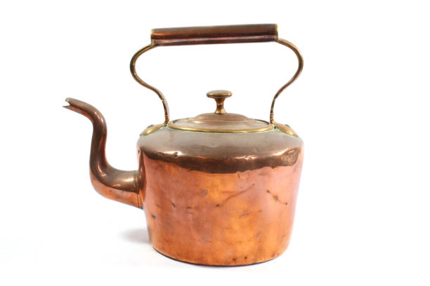 istock Vintage Antique Steam Punk Style Kettle Teapot on White Background 1146268103