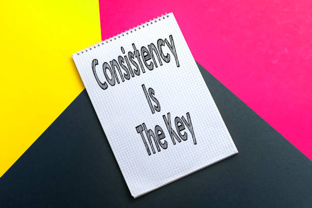 istock consistency is the key on notebook, consistency is the key concept 1146273420