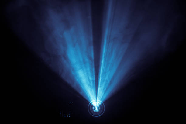 projector spotlight on smoke texture . colorful beautiful spotlight . wide lens equipment for show presentation at night . disco party abstract background . advertisement screen for multimedia . projection equipment stock pictures, royalty-free photos & images