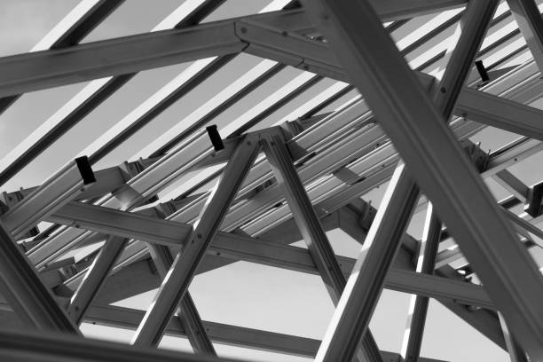 istock Structure of steel roof frame. 1146275277