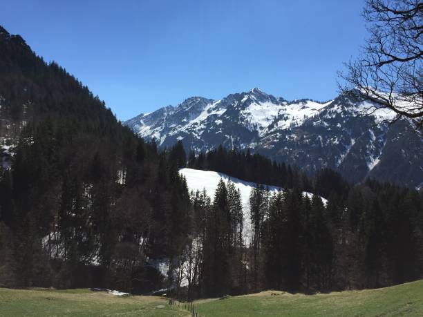 istock Alpine panorama with mountains surrounding Oberstdorf, Allgau Alps, Germany 1146275423