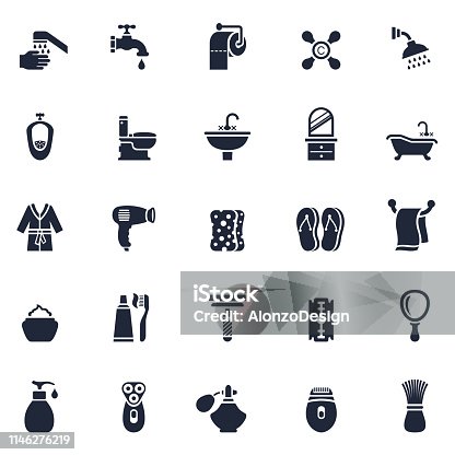 istock Bathroom or Shower Icon Set 1146276219