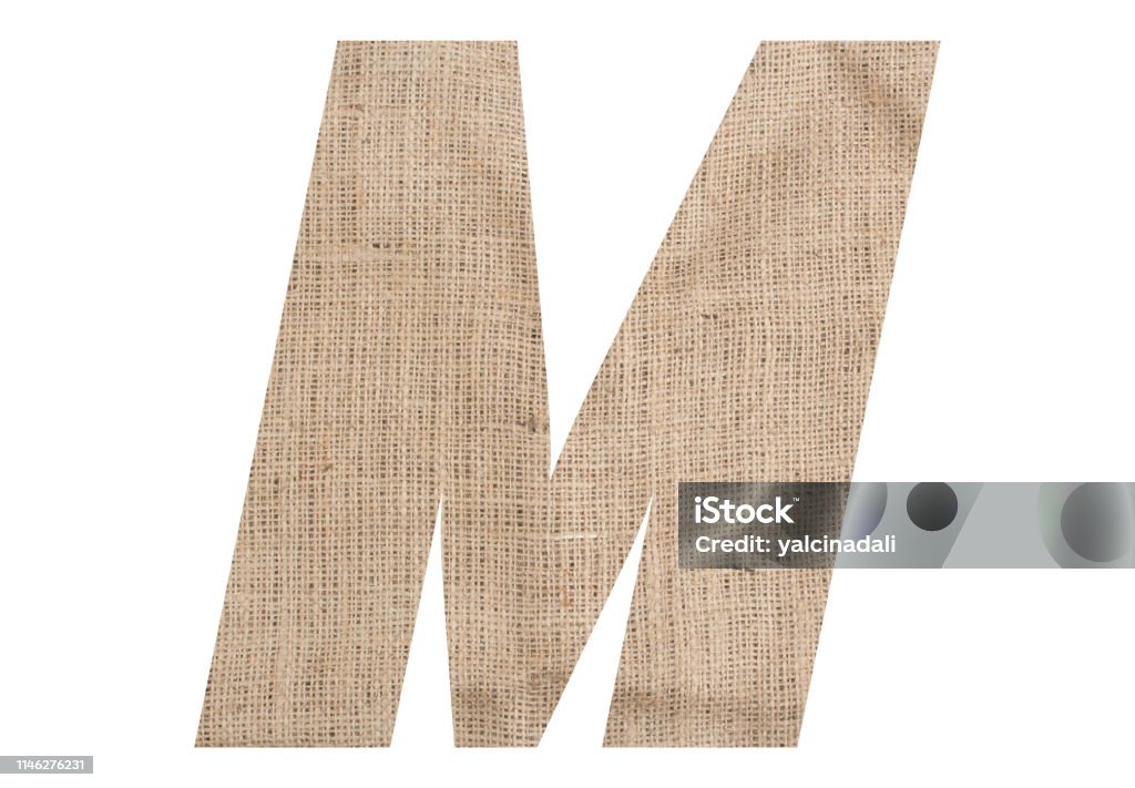 M Letter Texture Letter M With Burlap Texture On White Background Stock Photo - Download ...