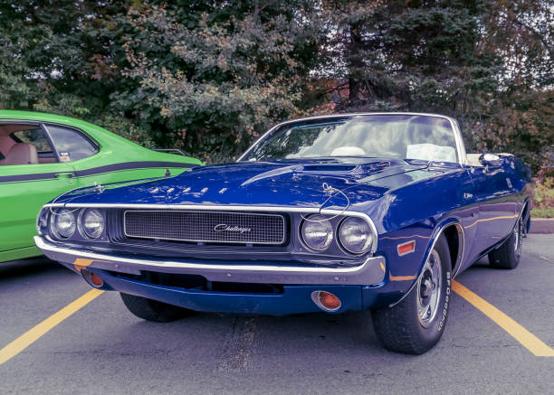 1970 Dodge Challenger convertible muscle car Bedford, Nova Scotia, Canada - September 20, 2009: 1970 Dodge Challenger convertible muscle car at Memory Lane Car Show. 2009 stock pictures, royalty-free photos & images