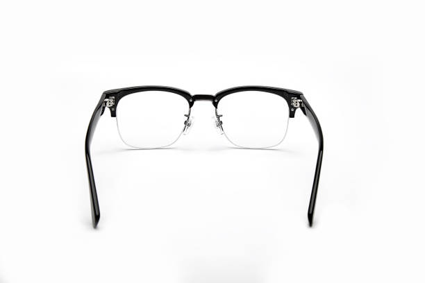 istock Black frame of myopia glasses on white 1146281413