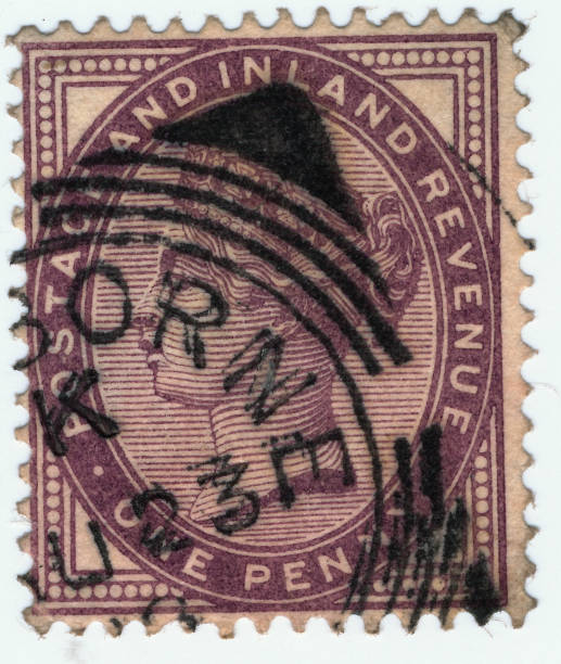Vintage stamp printed in Great Britain 1881 shows Queen Victoria