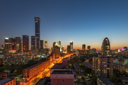Beijing CBD skyline at sunset