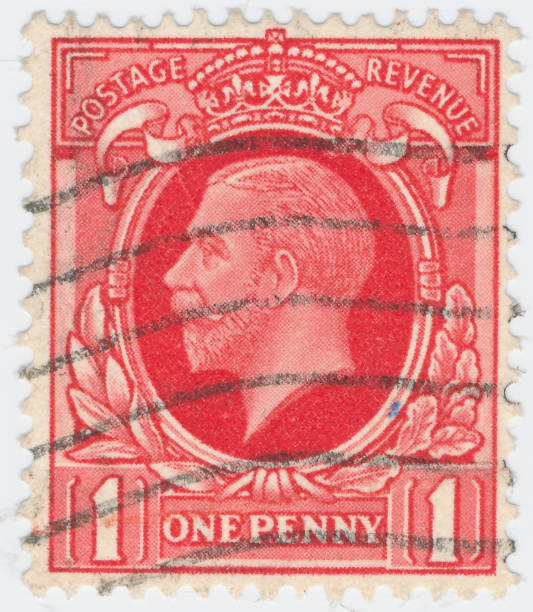 Vintage stamp printed in Great Britain 1934 shows , King George V POLTAVA, UKRAINE - APRIL 21, 2019. Vintage stamp printed in Great Britain 1934 shows , King George V 1934 stock pictures, royalty-free photos & images