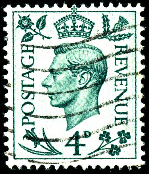 Vintage stamp printed in Great Britain 1937 shows , King George VI POLTAVA, UKRAINE - APRIL 21, 2019. Vintage stamp printed in Great Britain 1937 shows , King George VI george vi stock pictures, royalty-free photos & images