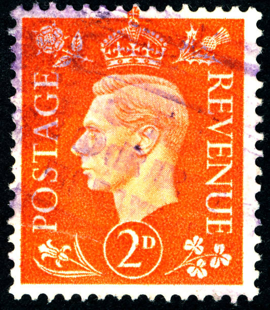 Vintage stamp printed in Great Britain 1938 shows , King George VI POLTAVA, UKRAINE - APRIL 21, 2019. Vintage stamp printed in Great Britain 1938 shows , King George VI george vi stock pictures, royalty-free photos & images