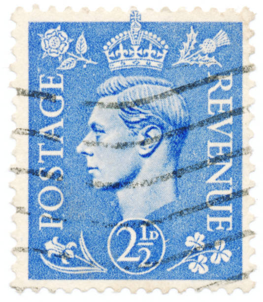 Vintage stamp printed in Great Britain 1941 shows , King George VI POLTAVA, UKRAINE - APRIL 27, 2019. Vintage stamp printed in Great Britain 1941 shows , King George VI george vi stock pictures, royalty-free photos & images