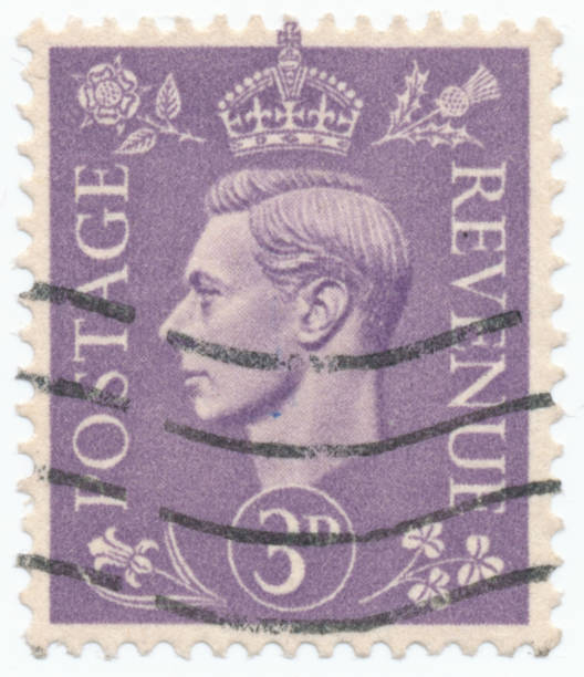 Vintage stamp printed in Great Britain 1941 shows , King George VI POLTAVA, UKRAINE - APRIL 27, 2019. Vintage stamp printed in Great Britain 1941 shows , King George VI george vi stock pictures, royalty-free photos & images