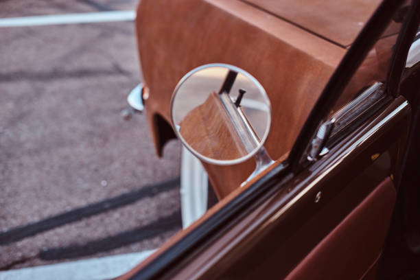 istock Opened door of a restored retro car. 1146290265