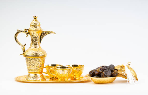 istock Premium dates and arabic coffee set on white background. 1146290754
