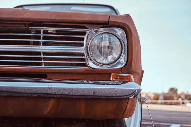 istock Cropped front view of a restored retro car. 1146291716