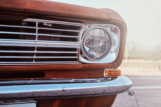istock Cropped front view of a restored retro car. 1146291890