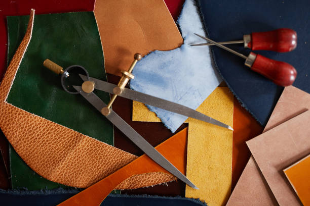 fondo de leatherwork - piel textil fotografías e imágenes de stock