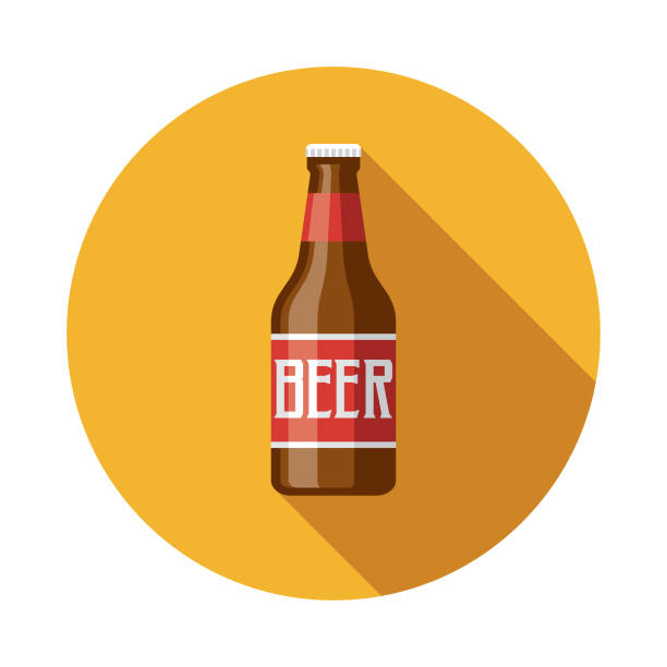 Beer Bottle Flat Design Icon A flat design icon with a long shadow. File is built in the CMYK color space for optimal printing. Color swatches are global so it’s easy to change colors across the document. beer bottle illustrations stock illustrations