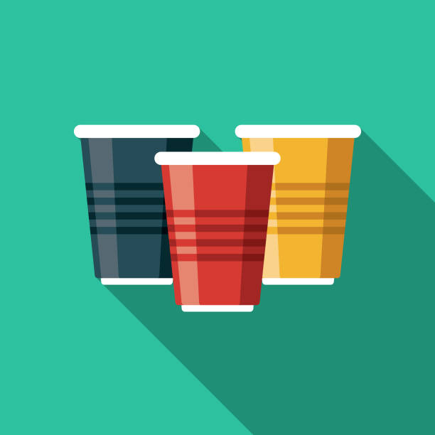 stockillustraties, clipart, cartoons en iconen met wegwerp bier cups platte ontwerp icoon - verjaardagsspellen