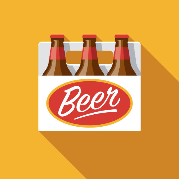 ilustraciones, imágenes clip art, dibujos animados e iconos de stock de icono de seis paquetes de diseño de cerveza plana - bitter beer bottle alcohol beer