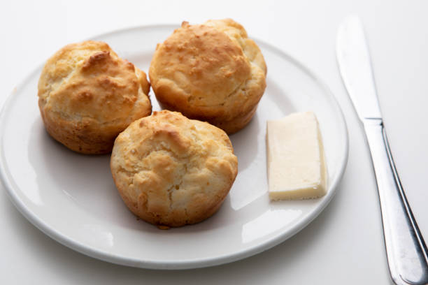Food Prepared Baking Baked Soda Tea Biscuits Isolated White Background