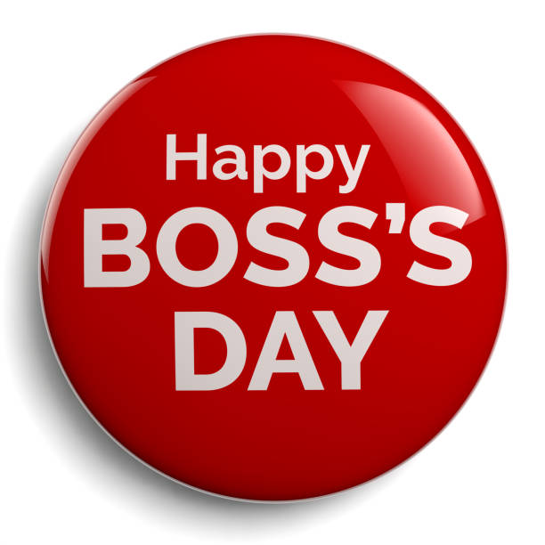 Happy Boss Day Greeting Symbol Boss Day Badge with Happy Boss's Day Message boss-day stock illustrations