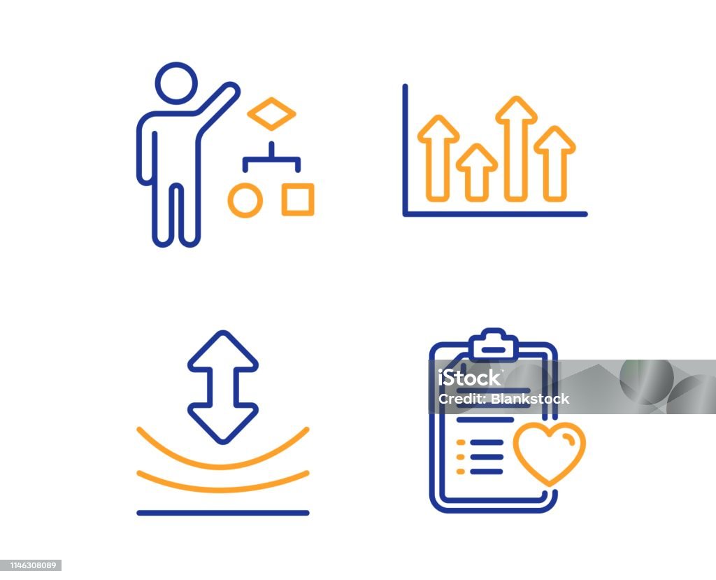 Resilience, Algorithm and Upper arrows icons set. Patient history sign. Vector Resilience, Algorithm and Upper arrows icons simple set. Patient history sign. Elastic, Developers job, Growth infochart. Medical survey. Science set. Linear resilience icon. Colorful design set Resilience stock vector