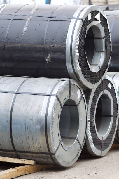 istock Rolls of cold-rolled galvanized steel in stock 1146308433