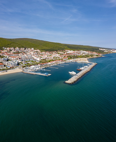 Aerial panorama view of Marina Dinevi Saint Vlas, Bulgaria