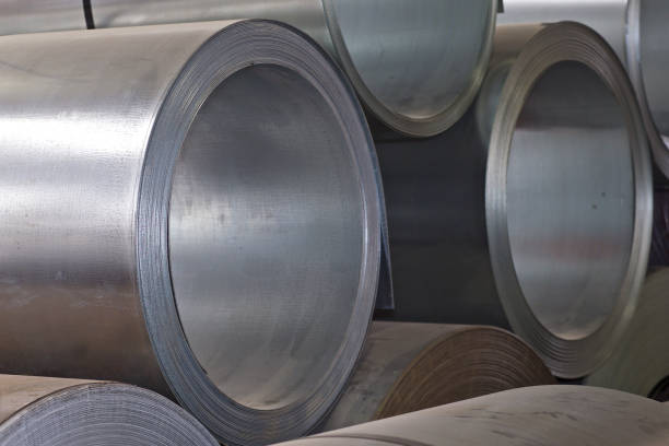 istock Rolls of cold-rolled galvanized steel in stock 1146308701