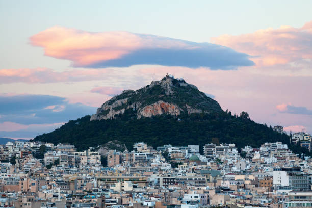 Mount Lycabettus in Athens at sunset