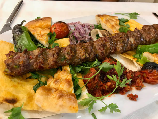istock Turkish Adana Kebab / Kebap with Flatbread at Oriental Restaurant. 1146311478
