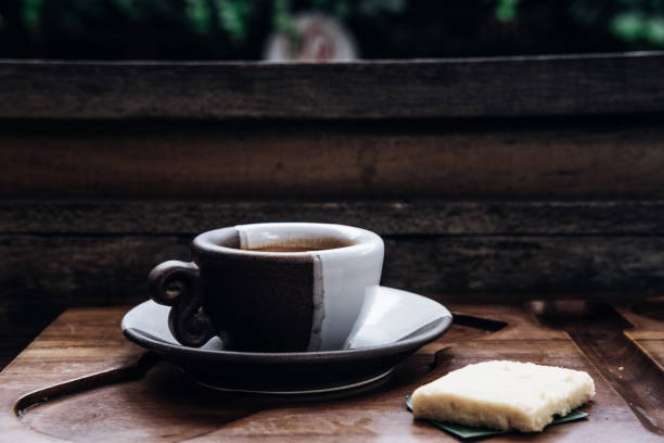 istock Espresso coffee in ceramic cup on wooden table 1146312589