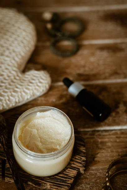 istock Natural SPA cosmetics on wooden table overhead 1146312626