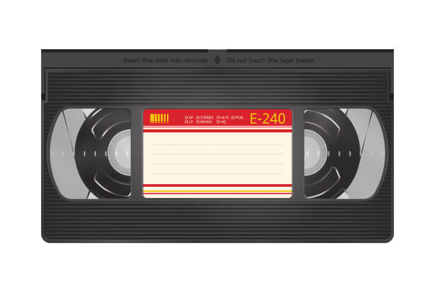 realistyczna taśma magnetowidu. kaseta wideo odizolowana na białym tle - video cassette tape stock illustrations