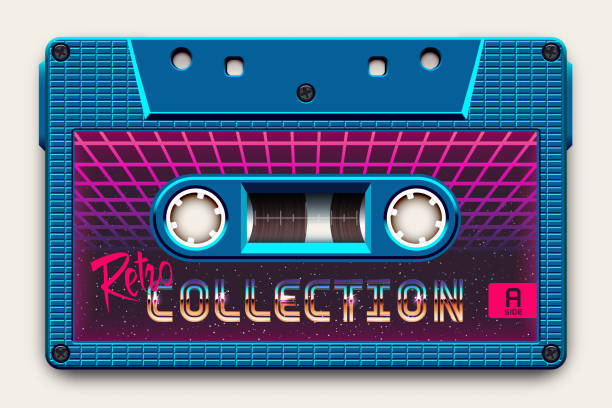 Relistic Bright Blue Audio Cassette, Retro Collection, Mixtape in Style of 80s and Retrowave, Synthwave, Vaporwave or Outrun Relistic Bright Blue Audio Cassette, Retro Collection, Mixtape in Style of 80s and Retrowave, Synthwave, Vaporwave or Outrun mixtape stock illustrations