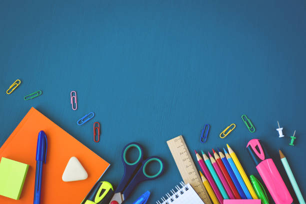 istock School supplies on blue background 1146315299