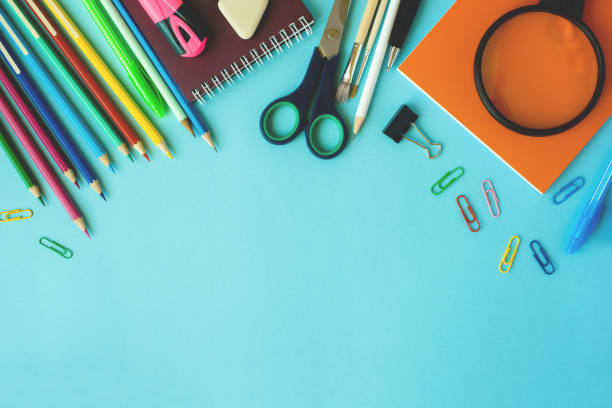 istock School supplies on blue background 1146315305