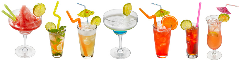 Set of cocktails isolated on white