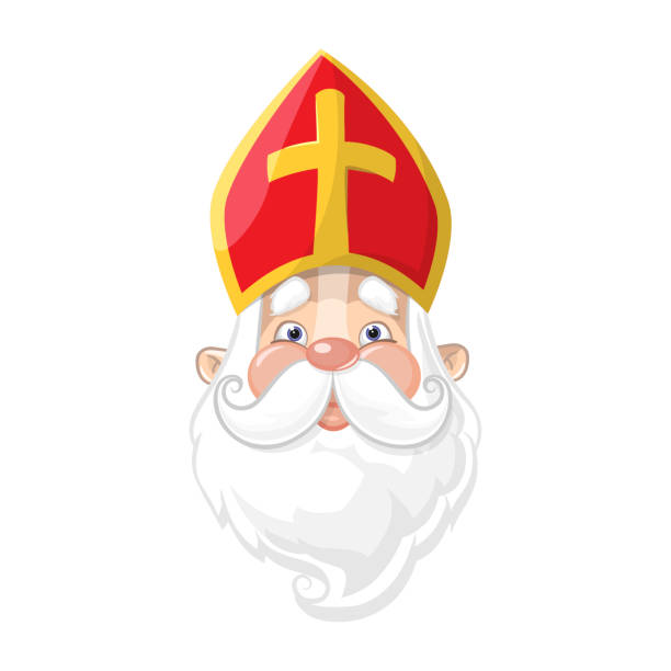 ilustrações de stock, clip art, desenhos animados e ícones de saint nicholas - cute cartoon character portrait - christmas gift christianity isolated objects