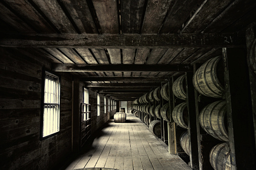 Antique perspective barrel wood room