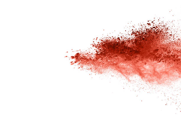 istock living coral color powder explosion on white background. Colored cloud. Colorful dust explode. Paint Holi. 1146331695