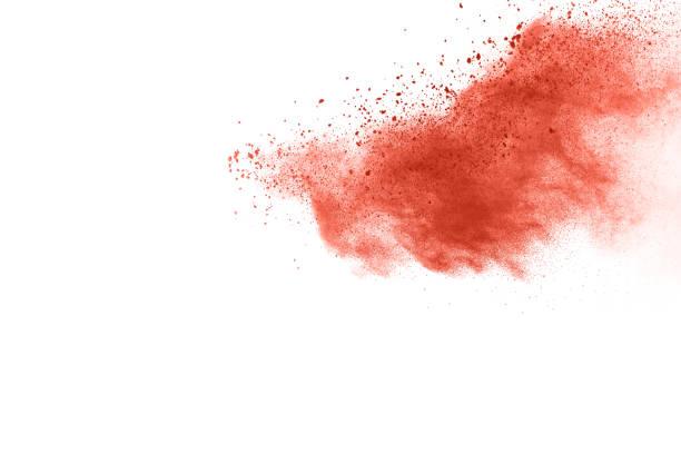 istock living coral color powder explosion on white background. Colored cloud. Colorful dust explode. Paint Holi. 1146331700