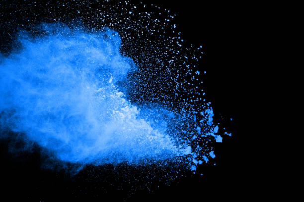 istock Blue powder explosion on black background. Colored cloud. Colorful dust explode. Paint Holi. 1146331726