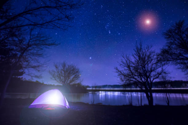 Tent Camping Under the Night Sky.