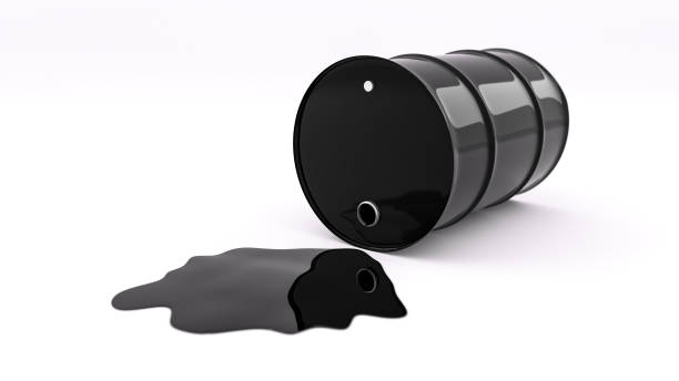 istock Black oil drum spilling oil 1146348866